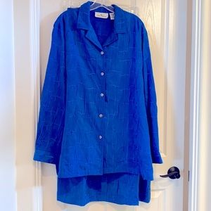 Erin London 2 piece skirt & top set 1X blue